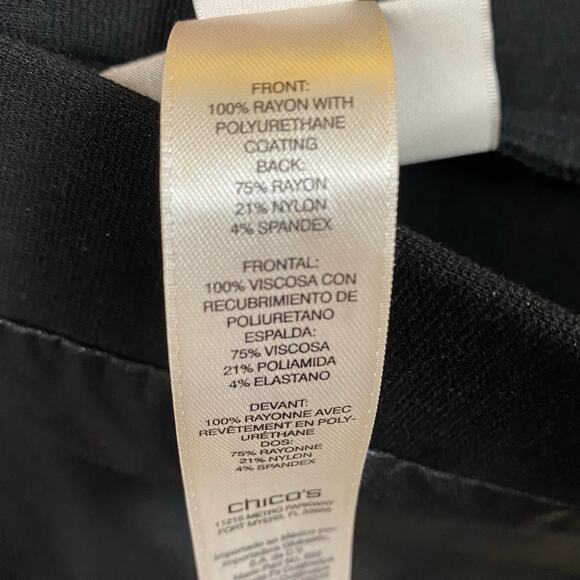 Chico's Black Faux Leather Front Pull On Leggings Size Small - Picture 6 of 6